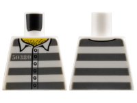 LEGO onderdeel Torso Town Prisoner Number 50380, Dark Bluish Gray Stripes, 6 Buttons, Hairy Chest Pattern 973pb3374