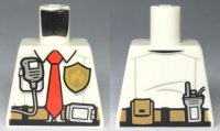 LEGO part Torso Fire Chief Shirt with Tie, Fire Logo Badge and Belt with Pouch and Radio Pattern 973pb3397