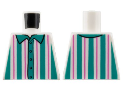 LEGO part Torso Shirt with Dark Turquoise and Dark Pink Vertical Stripes Pattern (973pb3548)