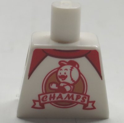 LEGO part Torso T-Shirt with Red Trim and 'CHAMPS' Logo Pattern (BAM) (973pb3600)