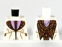 LEGO part Torso Robe with Reddish Brown and Dark Tan Tie and Lapels, Lavender Shirt Pattern 973pb3696