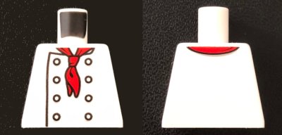 LEGO onderdeel Torso Chef with 8 Buttons, Long Red Neckerchief, No Wrinkles Pattern (973pb3863)