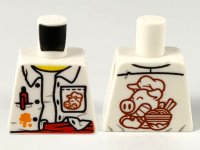 LEGO part Torso Unbuttoned Shirt, Red Pen and Sash, Orange Splotch, Pigsy Logo on Pocket and Back Pattern 973pb3893