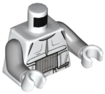 LEGO part Torso SW Detailed Armor Hoth Scout Trooper Light Bluish Gray Lines, Narrow Belt Pattern / Light Bluish Gray Arms / White Hands (973pb4505c01)