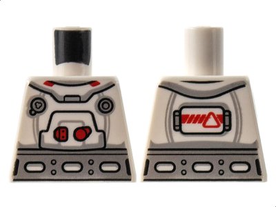 LEGO part Torso Spacesuit, Red Trim, Wide Silver Belt Pattern (973pb4626)