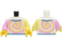 LEGO part Torso Shirt Bright Pink and Bright Light Yellow Swirl, Bright Light Blue Collar Pattern / Bright Light Yellow Arm Left / Bright Pink Arm Right / Yellow Hands 973pb4859c01