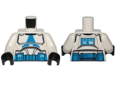 LEGO part Torso SW Armor Clone Trooper with Blue 501st Legion Markings and Belt Pattern (Clone Wars) / White Arms / Black Hands (973pb5002c01)