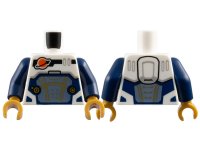 LEGO part Torso Reddish Orange and Black Classic Space Logo, Sand Blue Panel with Gold Lines, Dark Blue Trim Pattern / Dark Blue Arms / Pearl Gold Hands 973pb5515c01