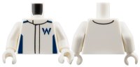 LEGO part Torso Racing Suit with Dark Blue Shoulders, Sides and Williams Formula 1 Logo Stylized Capital Letter W Pattern / White Arms / White Hands 973pb5968c01