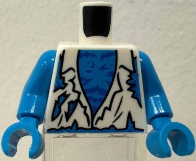 LEGO part Torso Tattered Vest Open over Dark Azure Bare Chest with Blue Fur Pattern (BAM) / Dark Azure Arms / Dark Azure Hands (973pb6179c01)