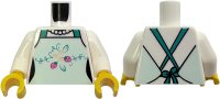 LEGO part Torso Female Light Aqua Apron with Flowers, Dark Turquoise Straps, Beaded Necklace Pattern / White Arms / Yellow Hands 973pb6235c01