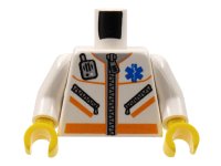 LEGO part Torso Hospital EMT Star of Life, Zipper, Zippered Pockets, Radio Pattern / White Arms / Yellow Hands 973px500c01