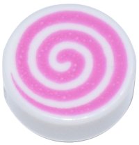 LEGO part Tile, Round 1 x 1 with Dark Pink Spiral Pattern 98138pb113
