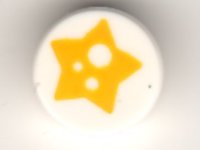 LEGO part Tile, Round 1 x 1 with Yellow Star with White Spots Pattern 98138pb197