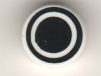 LEGO part Tile, Round 1 x 1 with Black Circle and Black Ring Pattern 98138pb198