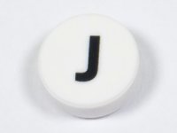 LEGO part Tile, Round 1 x 1 with Black Capital Letter J Pattern 98138pb220