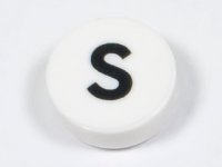 LEGO part Tile, Round 1 x 1 with Black Capital Letter S Pattern 98138pb229