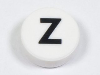 LEGO part Tile, Round 1 x 1 with Black Capital Letter Z Pattern (98138pb235)
