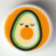 LEGO part Tile, Round 1 x 1 with Avocado on Orange Background Pattern 98138pb249