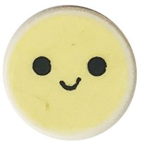 LEGO part Tile, Round 1 x 1 with Emoji, Bright Light Yellow Happy Face, and Black Eyes and Smile Pattern 98138pb279