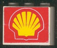 LEGO onderdeel Stickered Assembly 3 x 1 x 2 with Shell Logo Pattern on Both Sides (Stickers) - Set 6378 - 2 Brick 1 x 3 BA005pb03