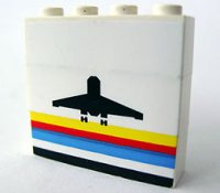 LEGO onderdeel Stickered Assembly 4 x 1 x 3 with Classic Airport Logo Pattern (Sticker) - Sets 6392 / 6396 - 3 Brick 1 x 4 BA006pb04