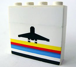 LEGO onderdeel Stickered Assembly 4 x 1 x 3 with Classic Airport Logo Pattern (Sticker) - Sets 6392 / 6396 - 3 Brick 1 x 4 (BA006pb04)