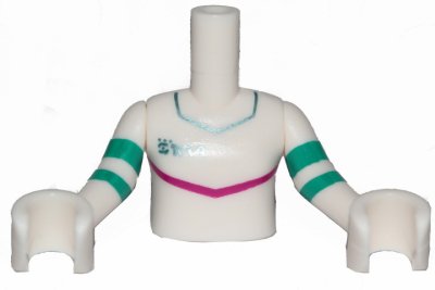 LEGO part Torso Mini Doll Girl Jumpsuit with Magenta Stripe Pattern, White Arms with Hands with Turquoise Stripes (FTGpb212c01)