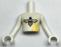 LEGO onderdeel Torso Mini Doll Girl Bee and Honeycomb Pattern, White Arms with Hands FTGpb339c01