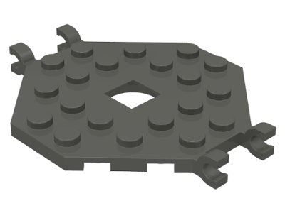 LEGO part Placa, Modificada 6 x 6 Octogonal con Centro Abierto y 4 Clips (Agarre Horizontal) (2539)