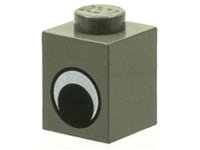 LEGO part Steen 1 x 1 with Eye Simple Black and White Pattern 3005pe1