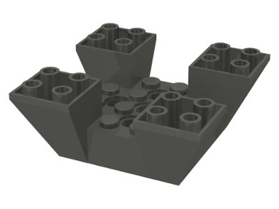 LEGO part Schräge, Inverted 65 6 x 6 x 2 Quad with Cutouts (30373)