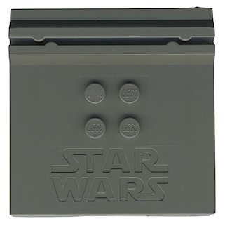 LEGO part Tile, Modified 6 x 6 x 2/3 with 4 Studs and Debossed Star Wars Logo (30566)