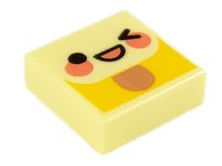 LEGO part Tile 1 x 1 with Emoji Face, Left Wink, Coral Mouth and Cheeks Pattern 3070pb202