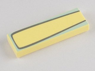 LEGO part Tile 1 x 3 with Silver Outline and Light Aqua Outer Edge Pattern (Flo) (63864pb004)