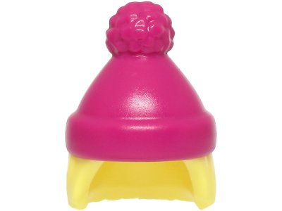 LEGO part Minifigure, Hair Combo, Hair with Hat, Straight Shoulder Length with Molded Magenta Stocking Cap Pattern (BAM) (68502pb03)