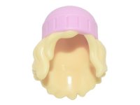 LEGO part Mini Doll, Hair Combo, Hair with Hat, Long Wavy with Molded Bright Pink Beanie Pattern 80577pb01
