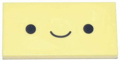 LEGO part Tile 2 x 4 with Black Smiley Face Pattern (87079pb1521)
