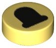 LEGO part Tile, Round 1 x 1 with Black Eye with Partially Closed Straight Eyelid Pattern 98138pb253