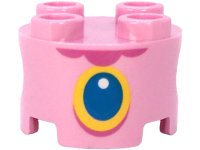 LEGO part Stein, rund 2 x 2 mit Stiftelöchern mit dunkelrosa Spitzenhals, dunkelblau und gelbes Anhänger mit weißem Kreis Glanz Muster (Super Mario Baby Peach Torso) 17485pb014