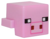 LEGO part Kreatur Kopf Pixeliert mit Schwarzen Augen, Dunkelrosa Rechteck Schnauze und Dunkelrotem Quadrat Nasenlöcher Muster (Minecraft Schwein) (Unbestimmte Version) 19727pb005