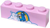 LEGO part Brick 1 x 4 with Dark Azure and Yellow Unicorn and Rainbow, and White Cloud Pattern (BrickHeadz Brite Bomber Shirt) 3010pb360