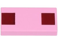 LEGO part Tile 1 x 2 with Two Dark Red Squares Pattern (Minecraft Pig Nostrils) 3069pb0773