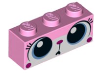 LEGO part Brick 1 x 3 with Cat Face Wide Eyes Puzzled (Unikitty) Pattern 3622pb061