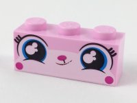 LEGO part Steen 1 x 3 met kattengezicht wijd ogen, klein scheef grijnspatroon 3622pb101
