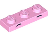 LEGO part Plate 1 x 3 with 2 Small Black Arcs, High and Pointed Pattern (Unikitty Eyebrows) 3623pb011