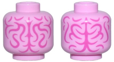 LEGO onderdeel Minifigure, Head without Face with Magenta Brain Fissures Pattern - Vented Stud (3626pb3551)