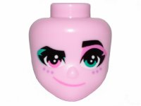 LEGO part Mini Doll, Head Friends with Left Eye Turquoise, Right Eye Pink, Raised Left Eyebrow, Freckles and Crooked Smile Pattern (Sweet Mayhem) 44348