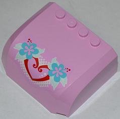 LEGO part Windscreen 5 x 6 x 2 Curved Top Canopy with 4 Studs with Heart and Flowers Pattern (Sticker) - Set 3184 (61484pb008)