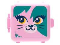 LEGO part Container, Box 3 x 8 x 6 2/3 Half Front with Cat Face with Dark Turquoise Splotches Pattern 64462pb03